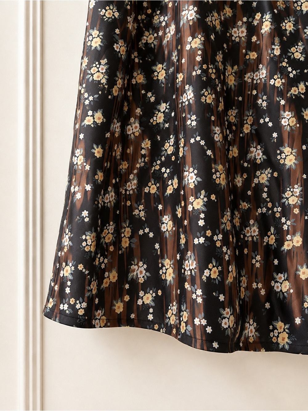 European Satin Flowy Midi Skirt A-line - Picture 2 of 5